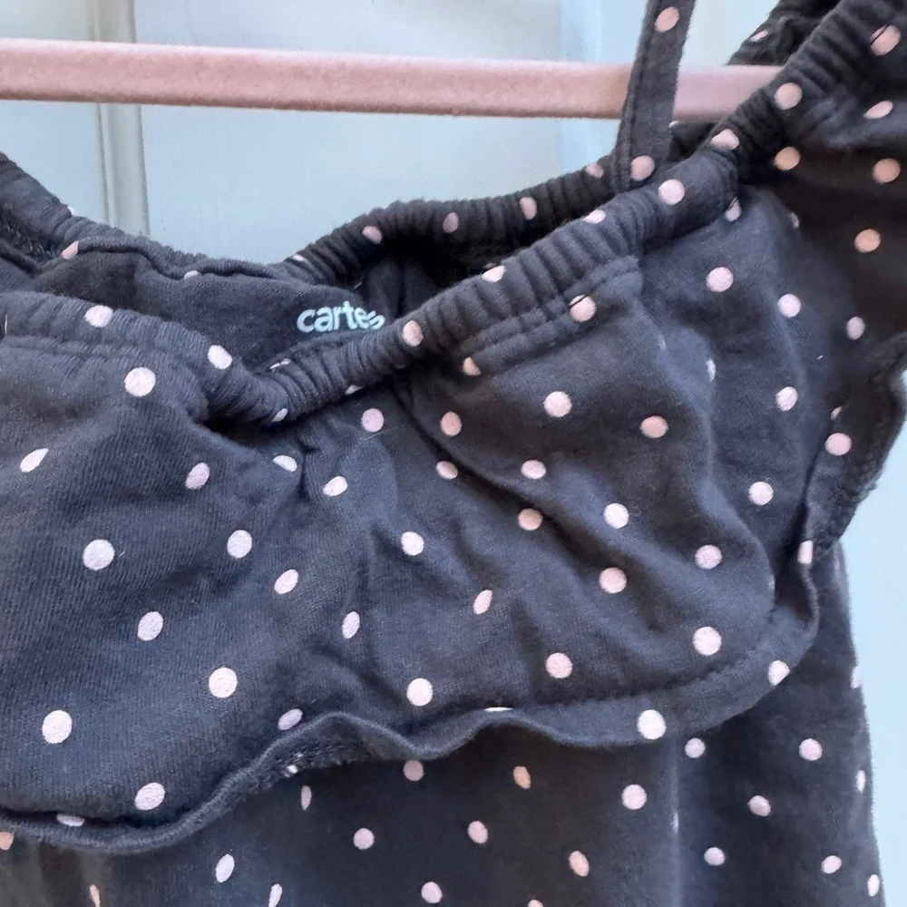 Carter's Girls Size 4 / 5 Dark Gray/Blue Pink Polka Dots Sleeveless Blouse Top